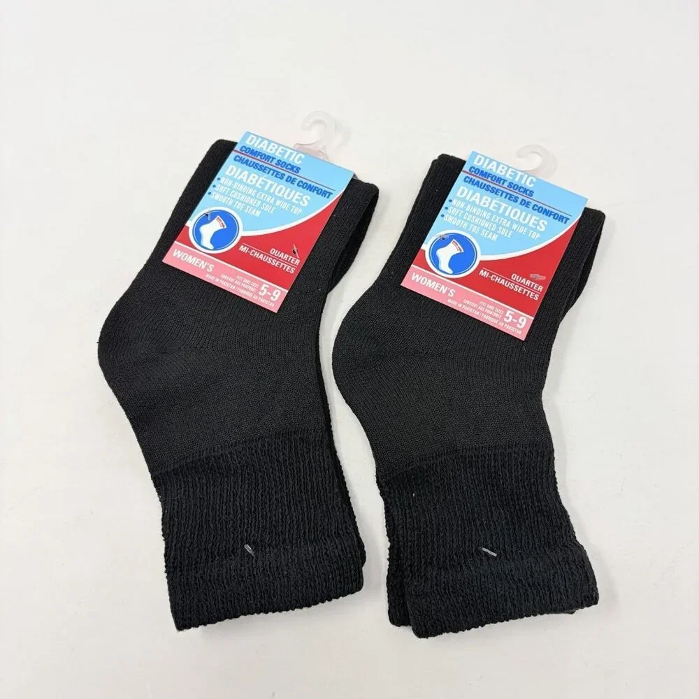 Diabetic Socks for Women 2 Pack Non-Binding Cushioned Sole Shoe Size 5-9 2249